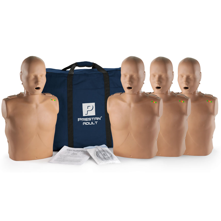 Prestan Adult Dark Skin CPR-AED Training Manikin with CPR Monitor - 4 Pack