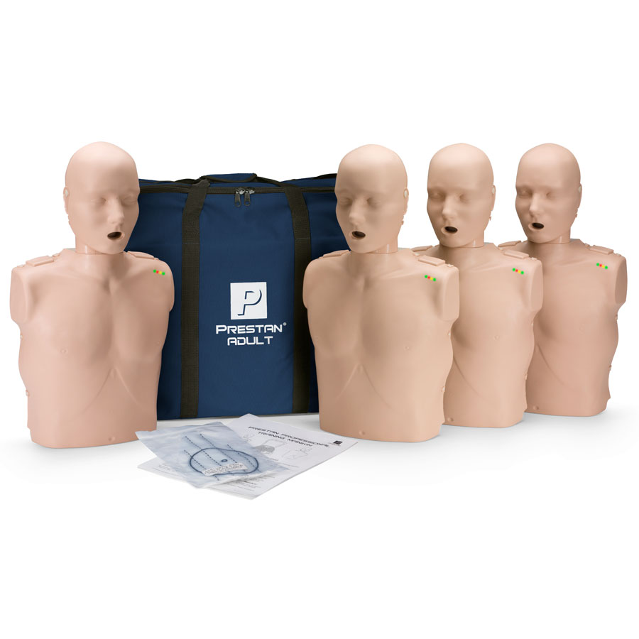 Prestan Adult Medium Skin CPR-AED Training Manikin with CPR Monitor - 4 Pack